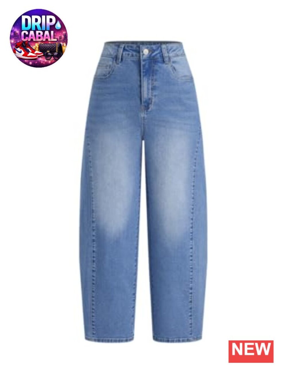 High Waisted Baggy Wide Leg Denim Jeans Five Pocket Casual